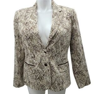 Women's 7th Avenue NY & Company Suiting Blazer, SZ 14, Beige/Brown Python Print